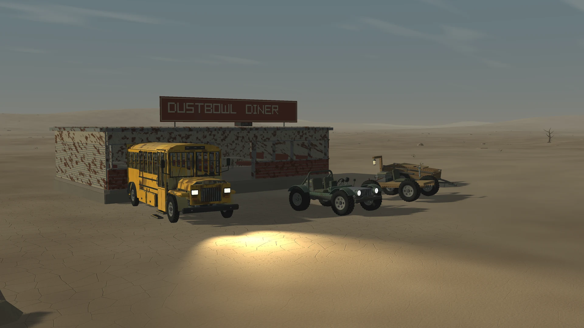 Late light and headlights at Dustbowl Diner.